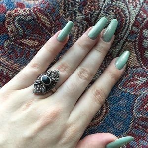 Vintage onyx sterling silver ring